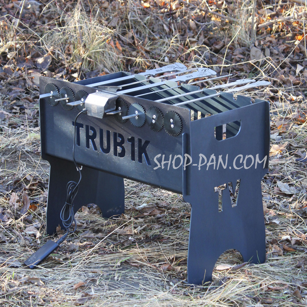 Мангал іменний із вбудованою шашличницею та мотором на 8 шампурів SP00261