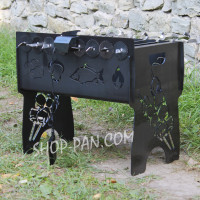 Мангал іменний із вбудованою шашличницею та мотором на 8 шампурів