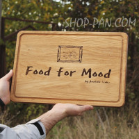 Кухонная доска с гравировкой food for mood