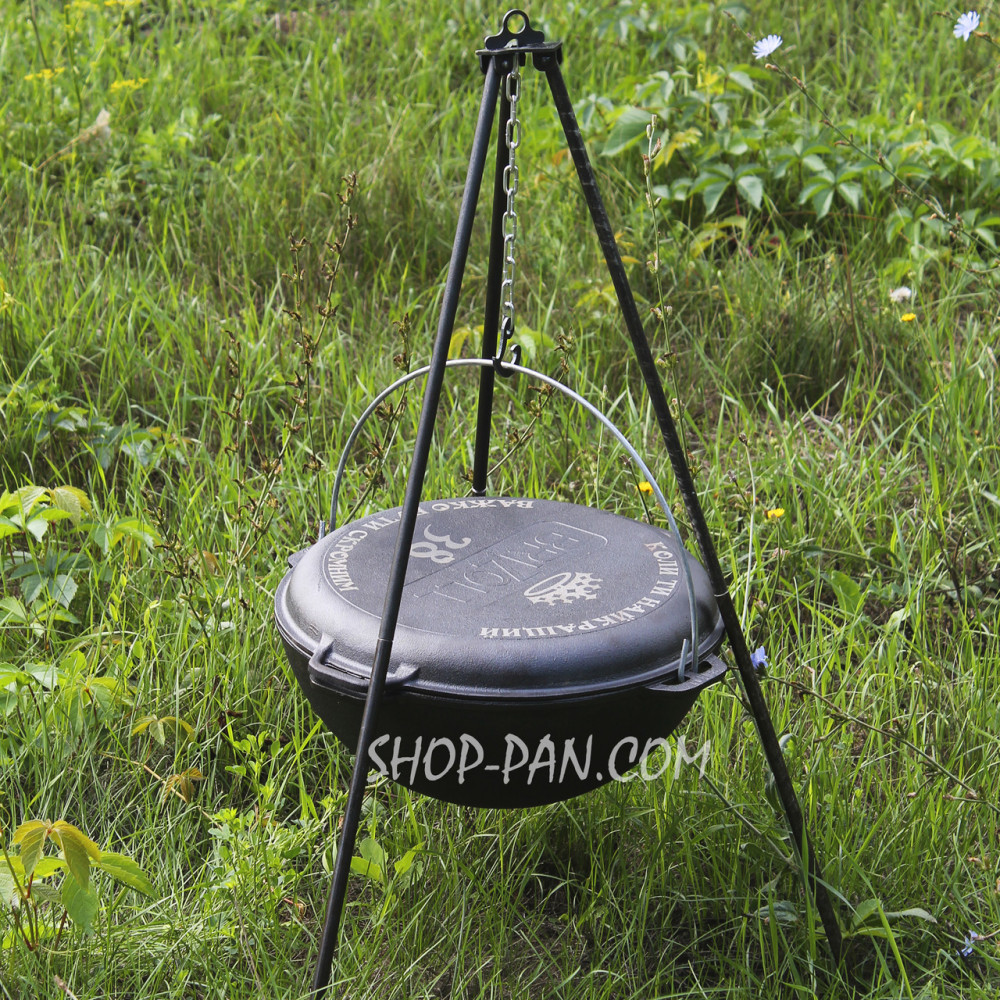 Казан татарський чавунний 15 л із кришкою-сковородою та триногою 2425822822