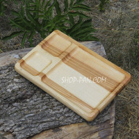 Менажниця дерев'яна 20x30 см, прямокутна, на 3 секції, двостороння