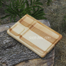 Менажниця дерев'яна 20x30 см, прямокутна, на 3 секції, двостороння