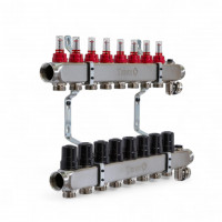 501208 Колектор на 8 конт., з витратомірами, краном Маєвськ. та зливним, нерж.сталь Tervix Pro Line