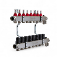 501208 Колектор на 8 конт., з витратомірами, краном Маєвськ. та зливним, нерж.сталь Tervix Pro Line