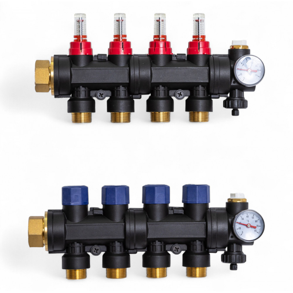 503204 Колектор пластиковий на 4 контури з витратомірами Tervix Pro Line 503204