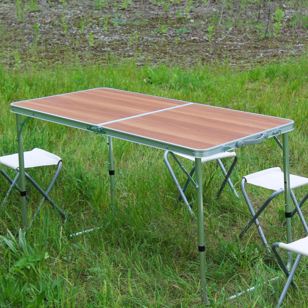 Розкладний стіл (коричневий) для пікніка, стільці SP00483