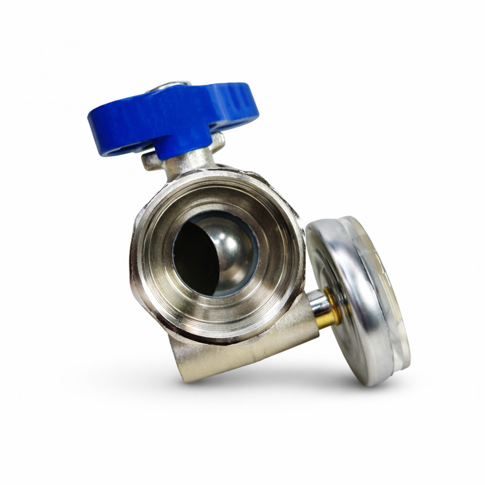 545020 Кран с термометром (синяя ручка), Tervix 545020