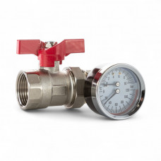 545022 Кран з термоманометром (червона ручка), Tervix