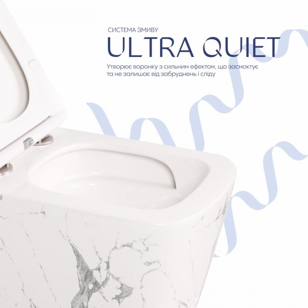 Унітаз підвісний Qtap Tern Ultra Quiet 520×345×325 мм, Marble, з сидінням Slim Duroplast / Soft-close / Quick Release QTTER26MR49002 SD00055126