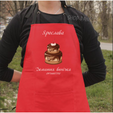 Фартук красный (саржа) с вашим принтом - ДОМАШНЯ ВЫПИЧКА