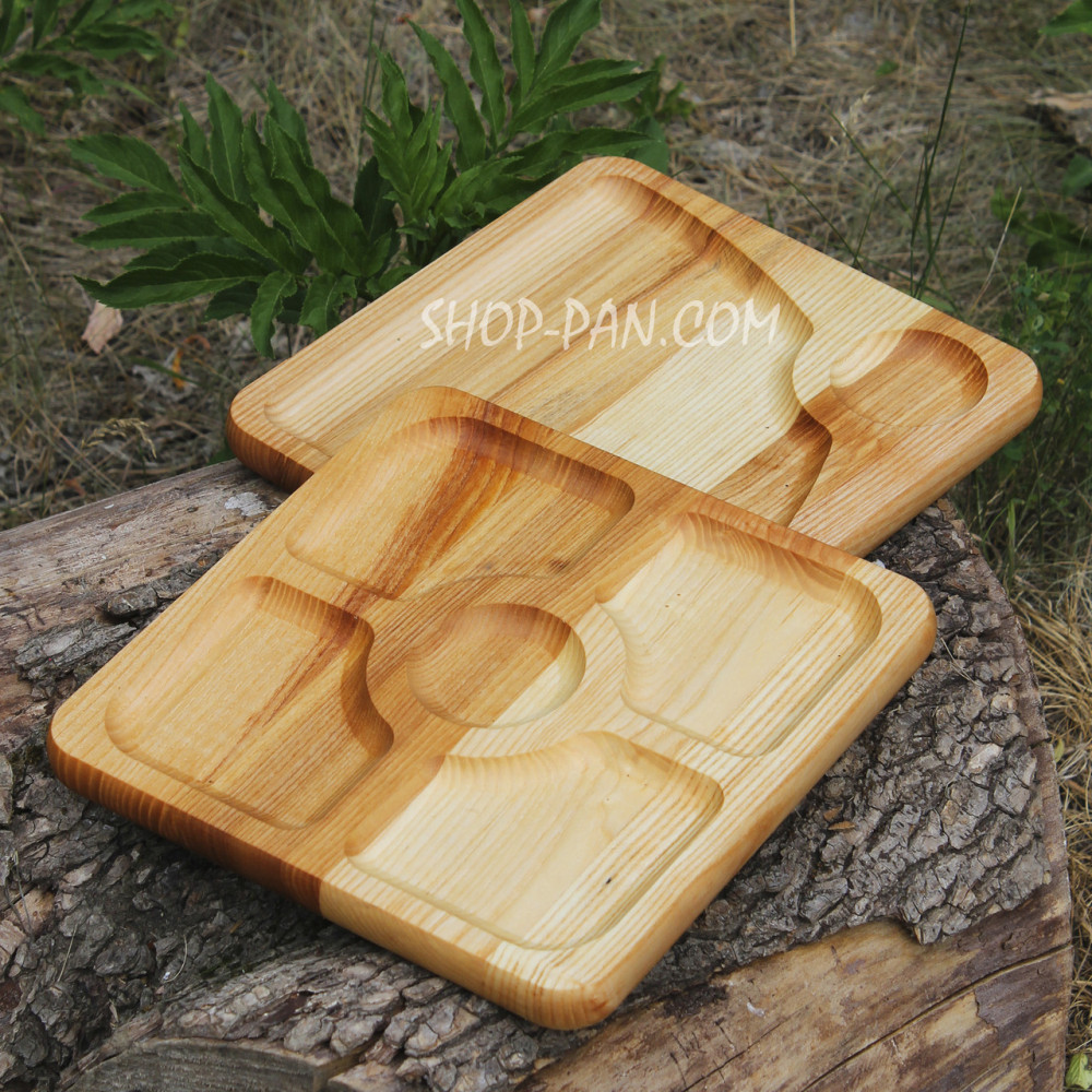 Менажниця дерев'яна 25 см, квадратна, на 5 секцій, двостороння 2425824559