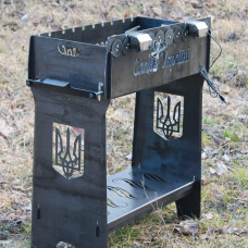 Мангал із вбудованою шашличницею та мотором на 10 шампурів із регулюванням висоти дна щодо шампурів