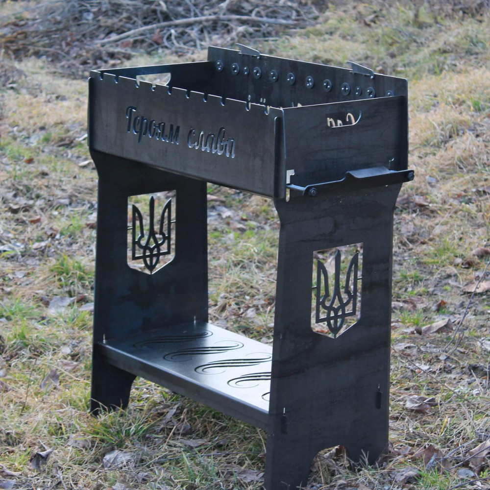 Мангал із вбудованою шашличницею та мотором на 10 шампурів із регулюванням висоти дна щодо шампурів 2425825608