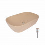 Раковина накладна Qtap Robin 600x390x150 мм, Beige, прямокутна, з донним клапаном QTROB188SB49787 SD00055911