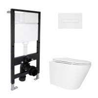 Готове рішення Qtap для ванної кімнати: підвісний унітаз Swan Ultra Quiet 485x360x320 + комплект інсталяції Standard (лінійна клавіша White)