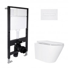 Готове рішення Qtap для ванної кімнати: підвісний унітаз Swan Ultra Quiet 485x360x320 + комплект інсталяції Standard (лінійна клавіша White)