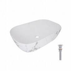Раковина накладна Qtap Robin 600x390x150 мм, Marble, прямокутна, з донним клапаном QTROB188MR49788