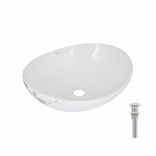 Раковина накладна Qtap Dove 415x340x140 мм, Marble, овальна, з донним клапаном QTDOV188SB49785
