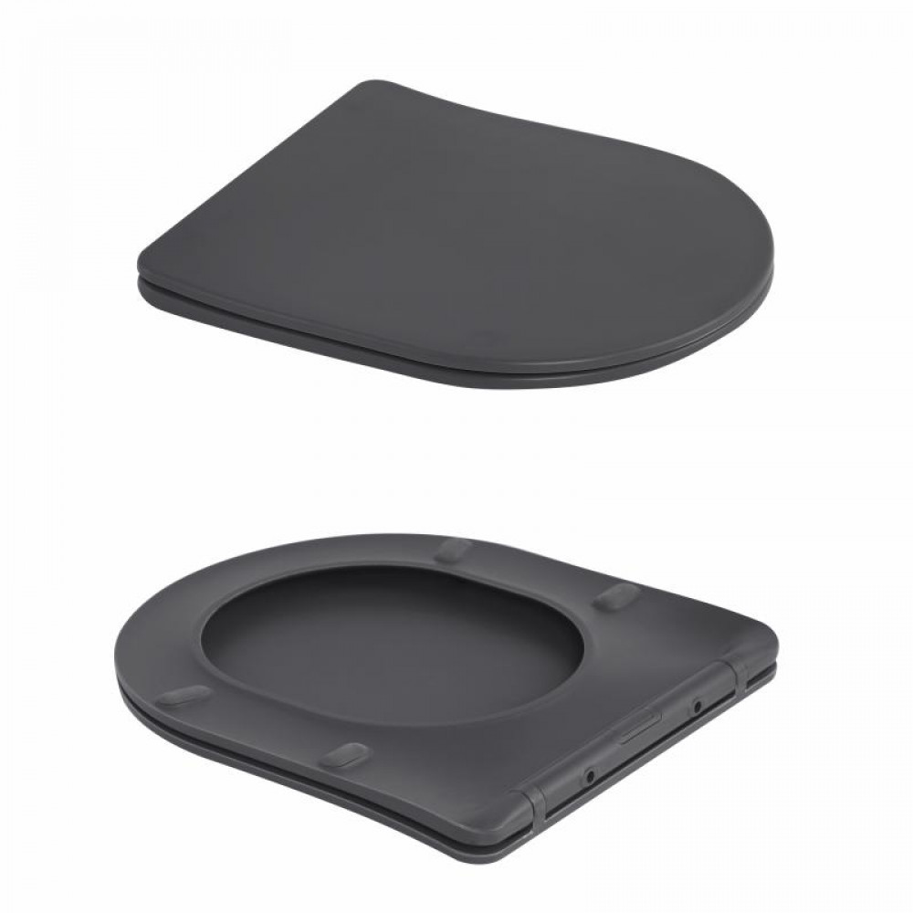 Унітаз підвісний Qtap Robin Ultra Quiet 520×365×340 мм, Anthracite, з сидінням Slim Duroplast / Soft-close / Quick Release QTROB26AN48995 SD00055119