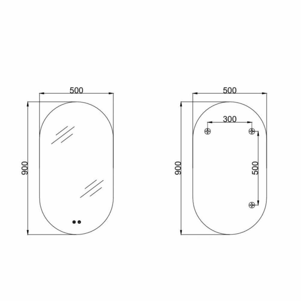 Дзеркало Qtap Scorpio (SC1) з LED-підсвічуванням Touch, з антизапотіванням, з димером, рег. темп. кольору (3000-6500K) Black QTSC500900 SD00055401
