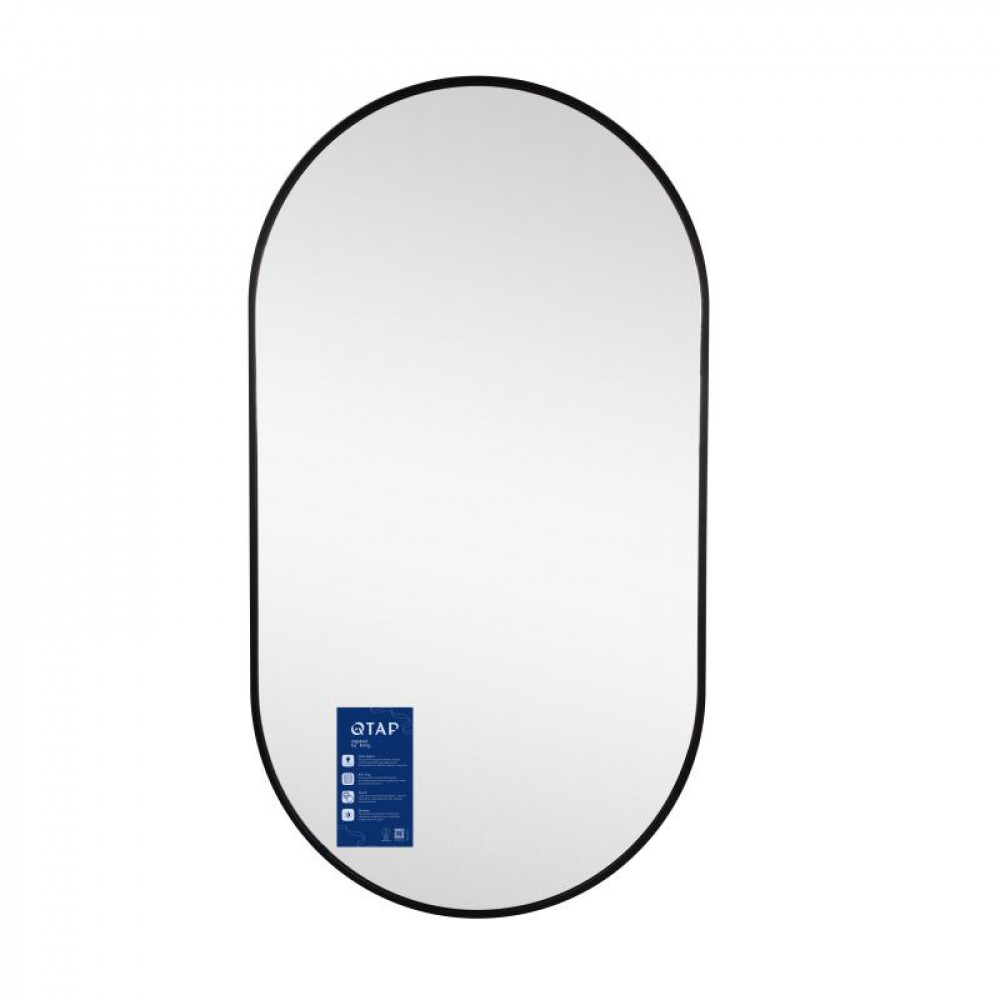 Дзеркало Qtap Scorpio (SC1) з LED-підсвічуванням Touch, з антизапотіванням, з димером, рег. темп. кольору (3000-6500K) Black QTSC500900 SD00055401