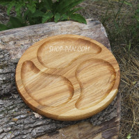 Менажница деревянная 25 см, круглая, на 3 секции, двухсторонняя