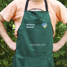 Фартук зеленый (саржа) с вашим принтом - Продавец