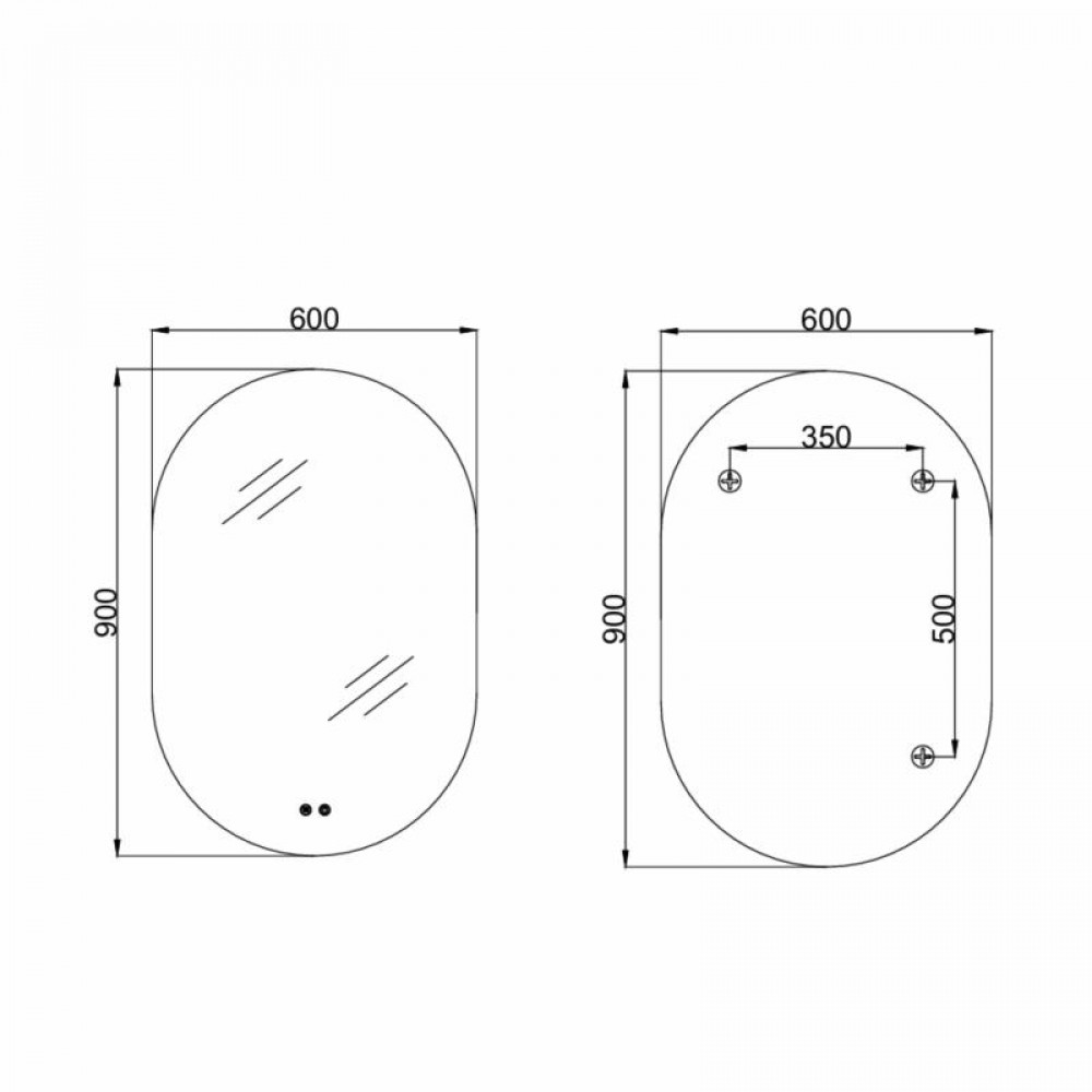 Дзеркало Qtap Scorpio (SC1) з LED-підсвічуванням Touch, з антизапотіванням, з димером, рег. темп. кольору (3000-6500K) Black QTSC600900 SD00055402
