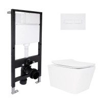 Готове рішення Qtap для ванної кімнати: підвісний унітаз Crow Rimless 520x360x290 + комплект інсталяції Standard (лінійна клавіша White)