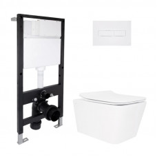 Готове рішення Qtap для ванної кімнати: підвісний унітаз Crow Rimless 520x360x290 + комплект інсталяції Standard (лінійна клавіша White)
