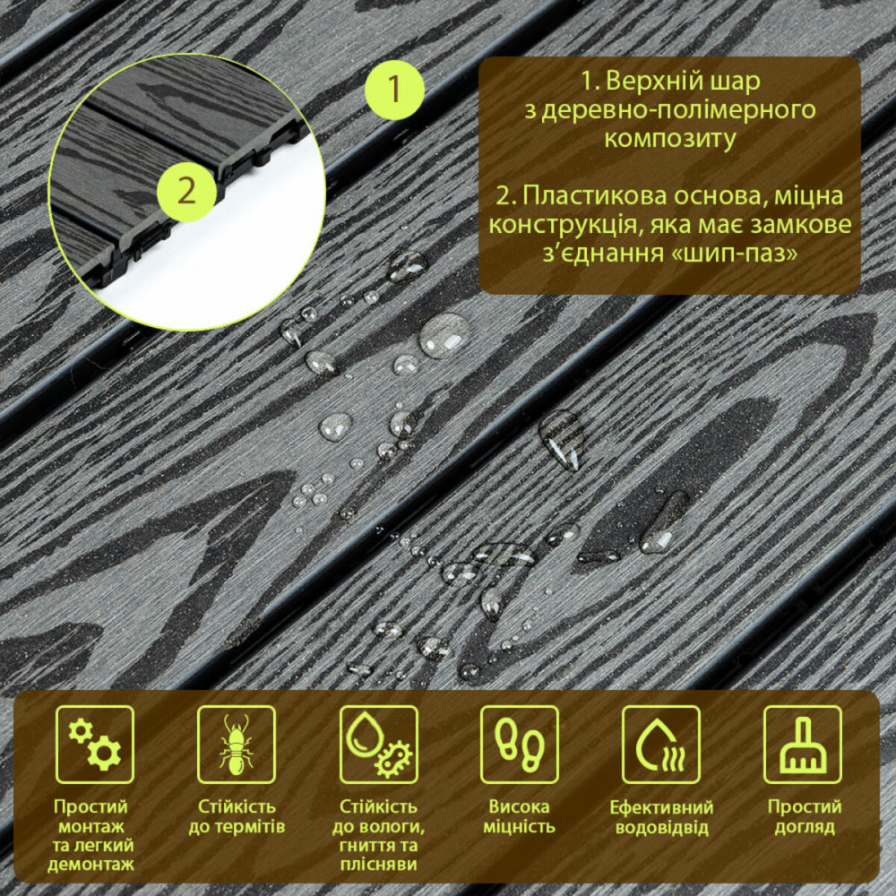 Композитная плитка ДПК 300х600х23 мм SW-00003293 SW-00003293