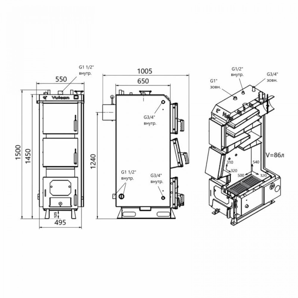 Котел твердопаливний сталевий Thermo Alliance Vulcan V 5.0 SF 20 SD00054028