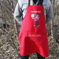 Фартух червоній (саржа) з вашим принтом — улюбленою тащею
