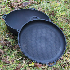 Казан чавунний азіатський 17 л з кришкою-сковородою