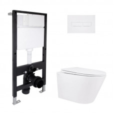 Готове рішення Qtap для ванної кімнати: підвісний унітаз Swan Rimless 520x360x320 + комплект інсталяції Standard (лінійна клавіша White)