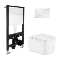Готове рішення Qtap для ванної кімнати: підвісний унітаз Gemini Ultra Quiet 485x340x350 + комплект інсталяції Standard (кругла клавіша Chrome)