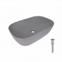 Раковина накладна Qtap Robin 600x390x150 мм, Stone grey, прямокутна, з донним клапаном QTROB188SG49786 SD00055910
