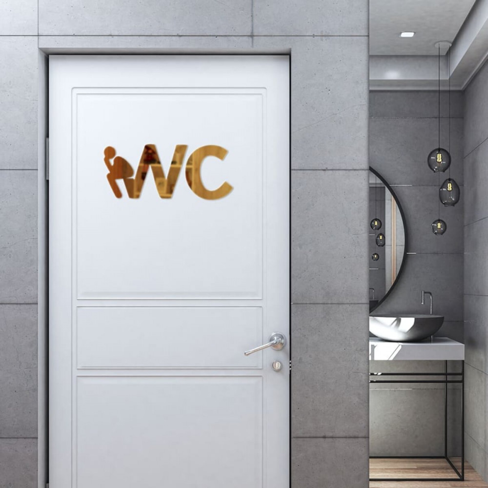 Зеркальный декор акриловый самоклеющийся WC золото, 3шт (D) SW-00002525 SW-00002525