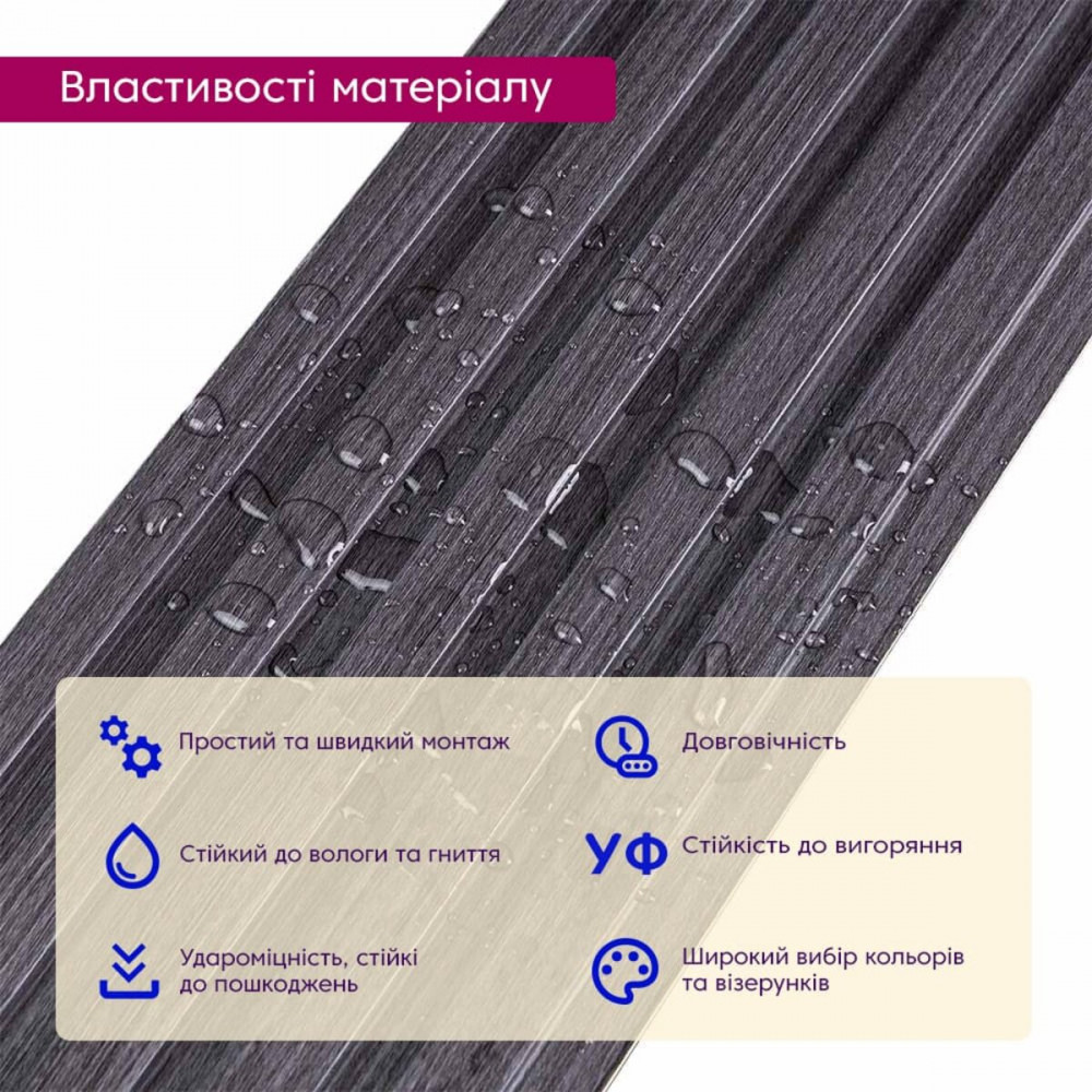 Рейка декоративная WPC стеновая 3000х150х9мм Графит SW-00001871 SW-00001871