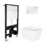 Готове рішення Qtap для ванної кімнати: підвісний унітаз Crow Rimless 520x360x290 + комплект інсталяції Standard (кругла клавіша Chrome) SD00057745