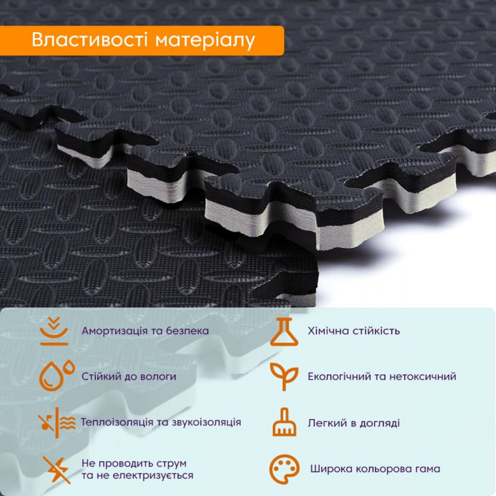 Напольное двустороннее покрытие GREY та BLACK 60*60cm*2cm (D) SW-00001843 SW-00001843