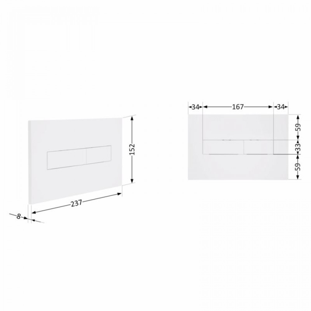 Клавіша змиву Qtap Standard 152x236x28 мм, White, лінійна QTSTD164W49471 SD00055595