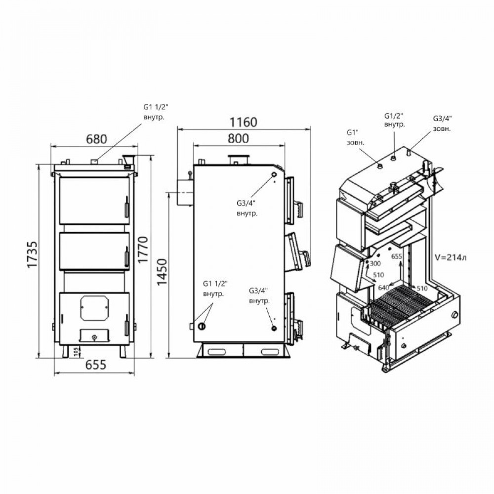 Котел твердопаливний сталевий Thermo Alliance Vulcan Plus V 5.0 VPSFW 50 SD00054033