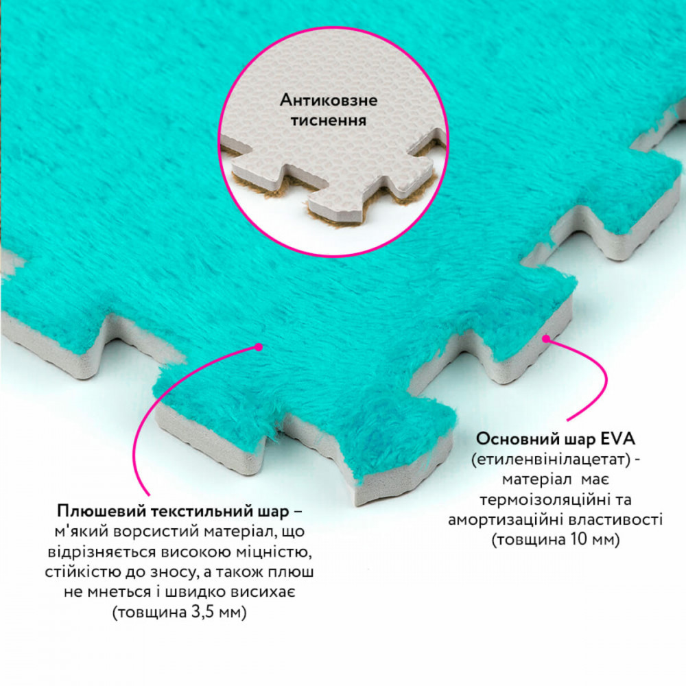 Пол-пазл плюшевый 30х30х1см Мятний SW-00002088 SW-00002088