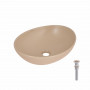 Раковина накладна Qtap Dove 415x340x140 мм, Beige, овальна, з донним клапаном QTDOV188SB49784 SD00055908