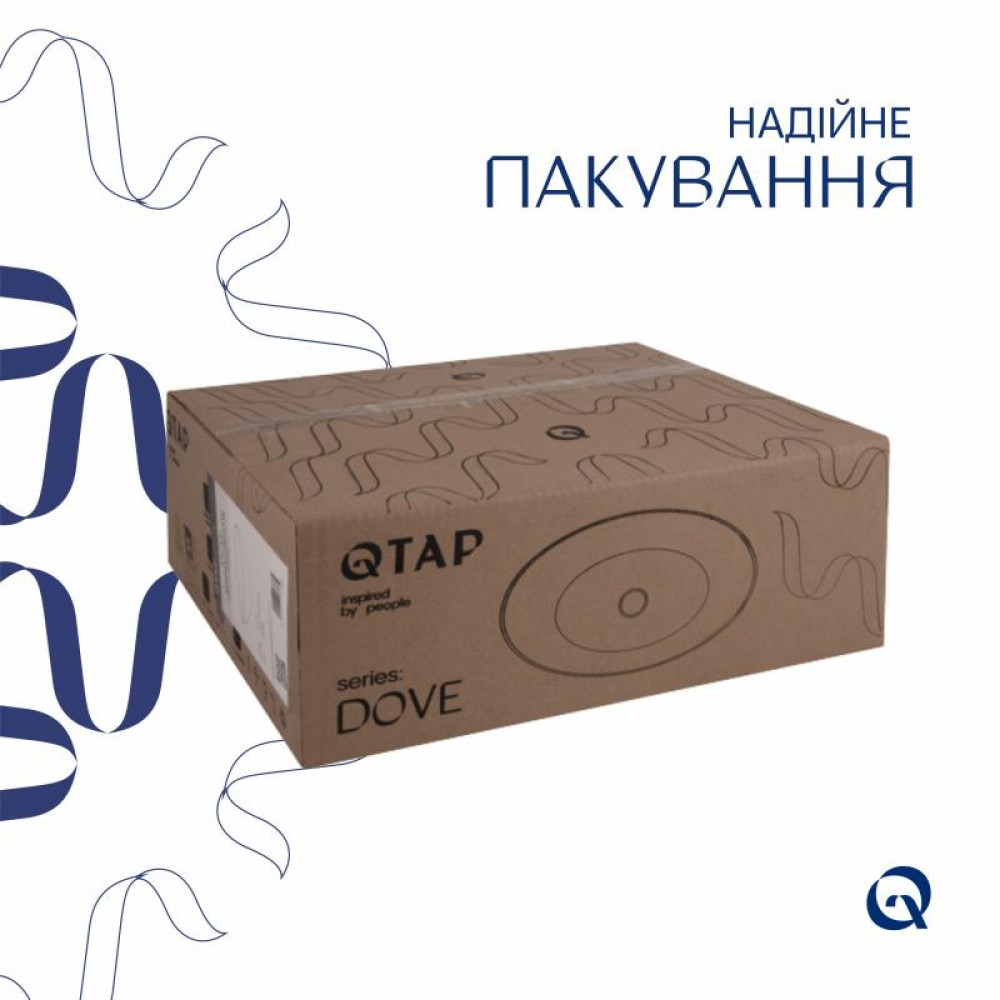 Раковина накладна Qtap Dove 415x340x140 мм, Beige, овальна, з донним клапаном QTDOV188SB49784 SD00055908