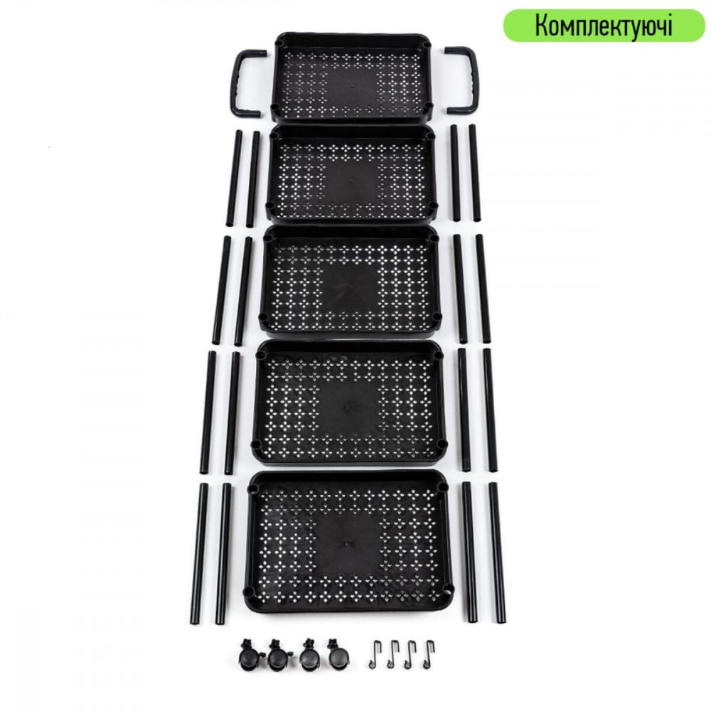 Этажерка мобильная пятиярусная универсальная пластиковая 41х25х127см Черная SW-00002109 SW-00002109