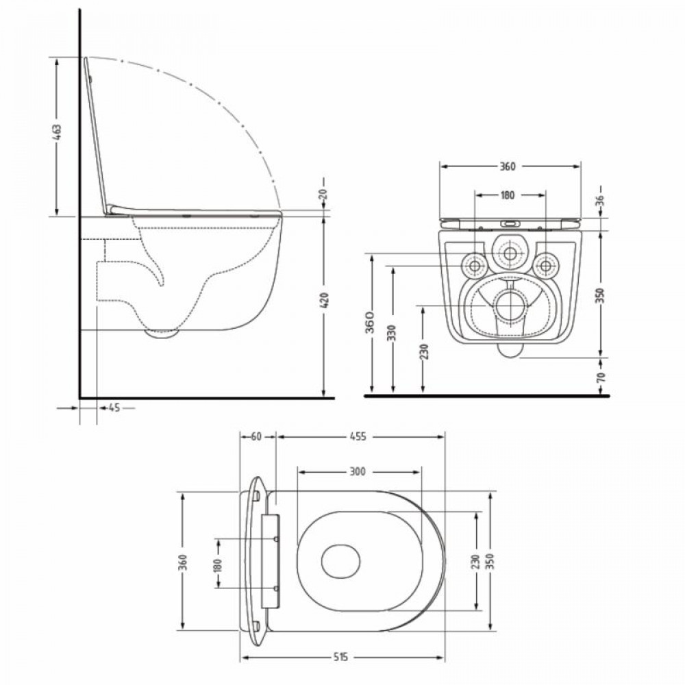 Унітаз підвісний Qtap Taurus Ultra Quiet 515×360×350 мм, Matt Black, з сидінням Slim Duroplast / Soft-close / Quick Release QTTAU28BLM50504 SD00056628