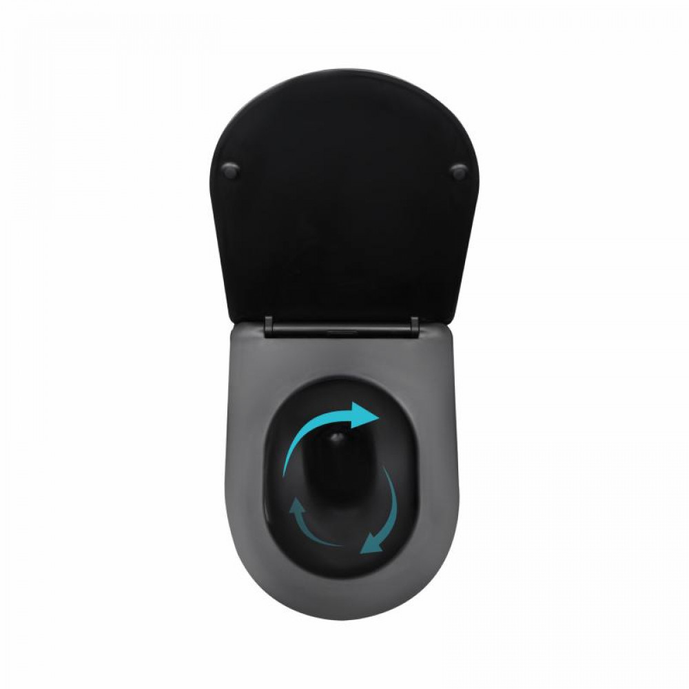 Унітаз підвісний Qtap Taurus Ultra Quiet 515×360×350 мм, Matt Black, з сидінням Slim Duroplast / Soft-close / Quick Release QTTAU28BLM50504 SD00056628