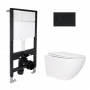 Готове рішення Qtap для ванної кімнати: підвісний унітаз Jay Rimless 520x360x320 + комплект інсталяції Standard (кругла клавіша Black) SD00057717